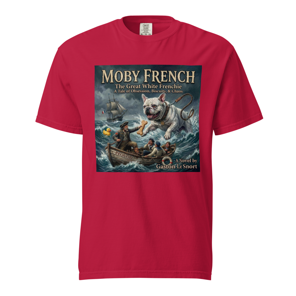 Lesnort - "The Great White Frenchie" Funny Book Cover Tshirt