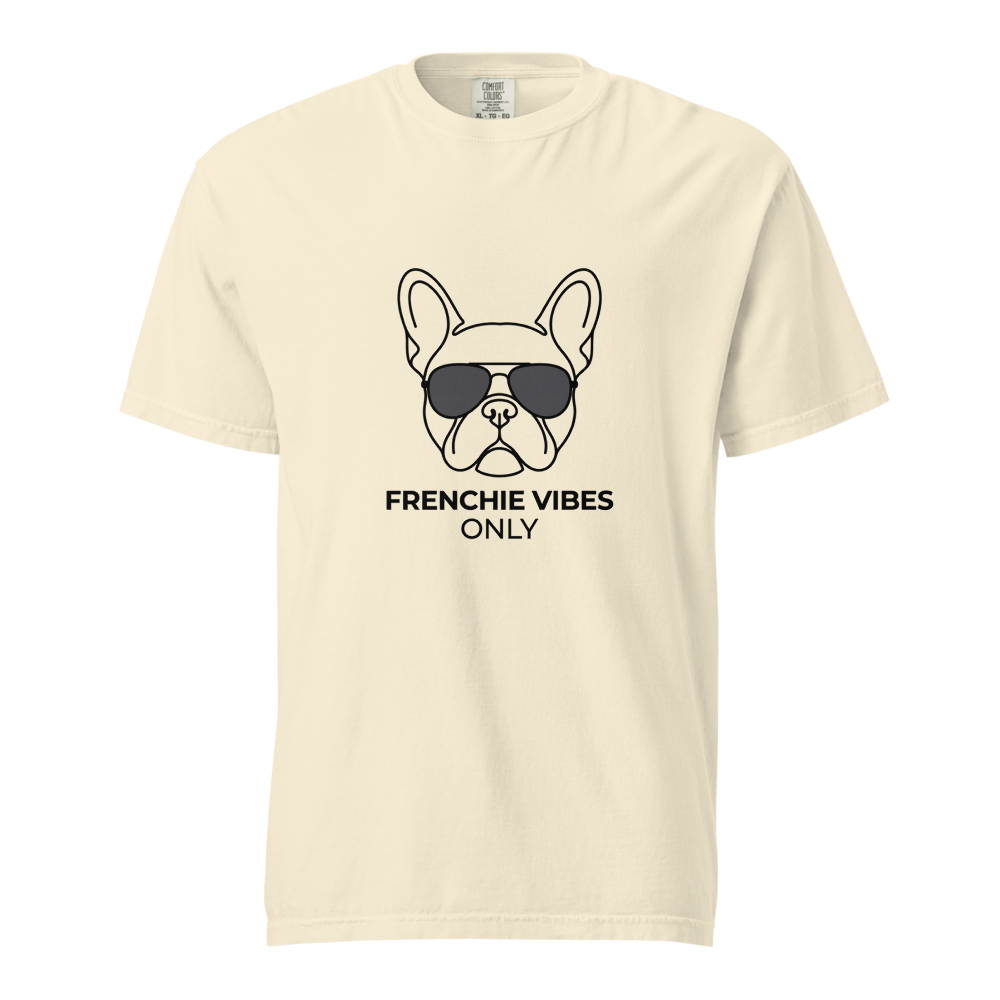 Lesnort - Bold "Frenchie Vibes Only" T-Shirt | Dog in Aviators
