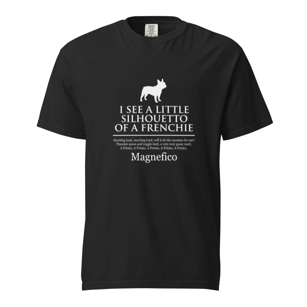 Lesnort - "Silhouetto of a Frenchie" Funny Dog Song Tshirt