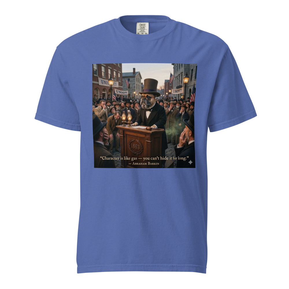 Lesnort - "Character is Like Gas" Funny Dog Quote T-Shirt