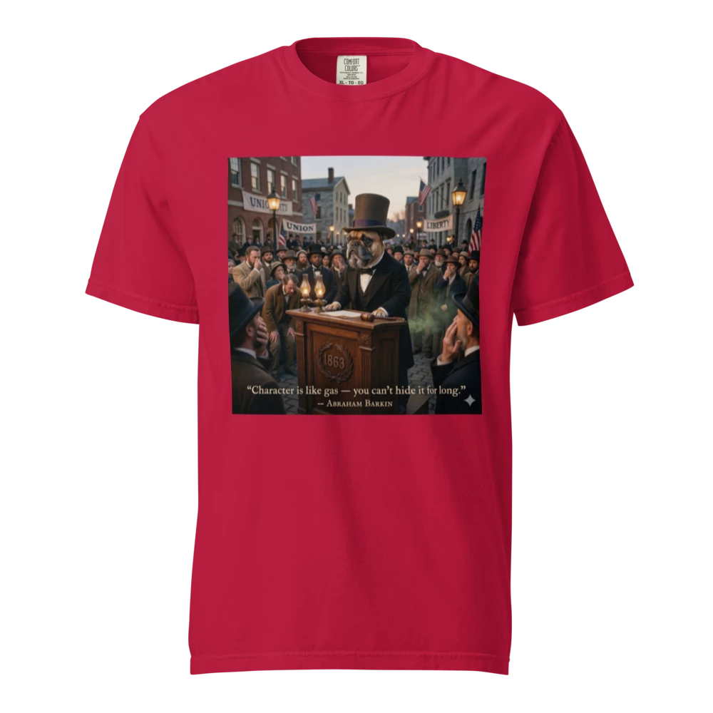 Lesnort - "Character is Like Gas" Funny Dog Quote T-Shirt