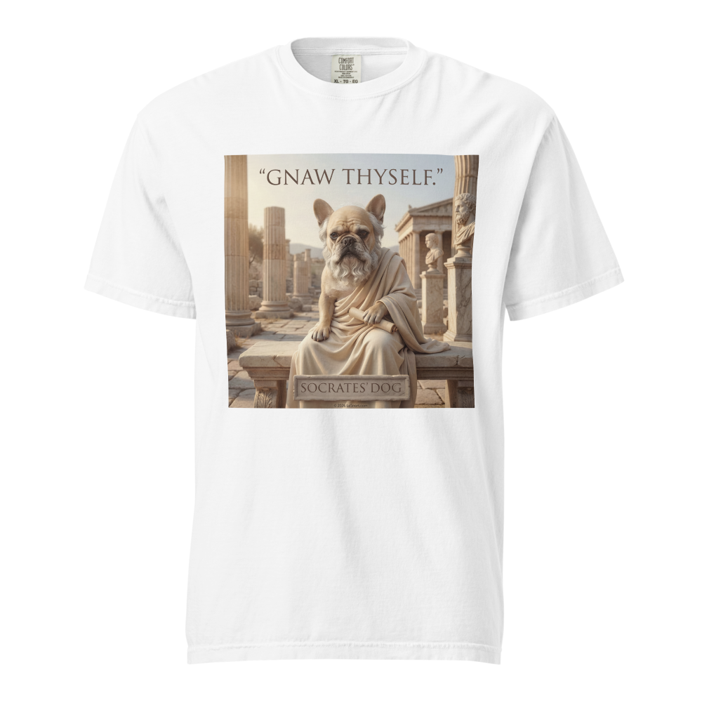 Lesnort - "Gnaw Thyself" Philosopher Dog Graphic T-Shirt