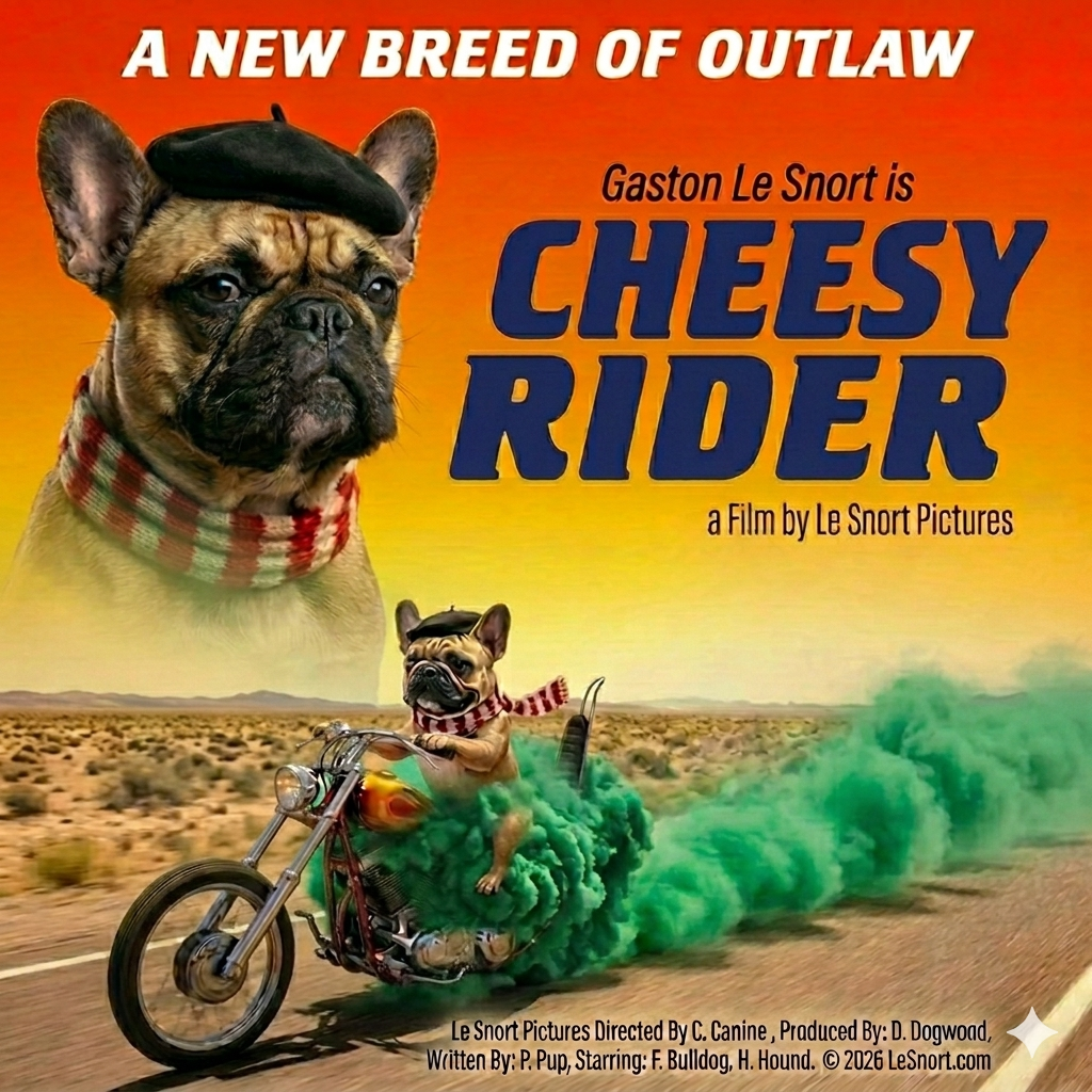Lesnort - "Cheesy Rider" Biker Dog Graphic T-Shirt