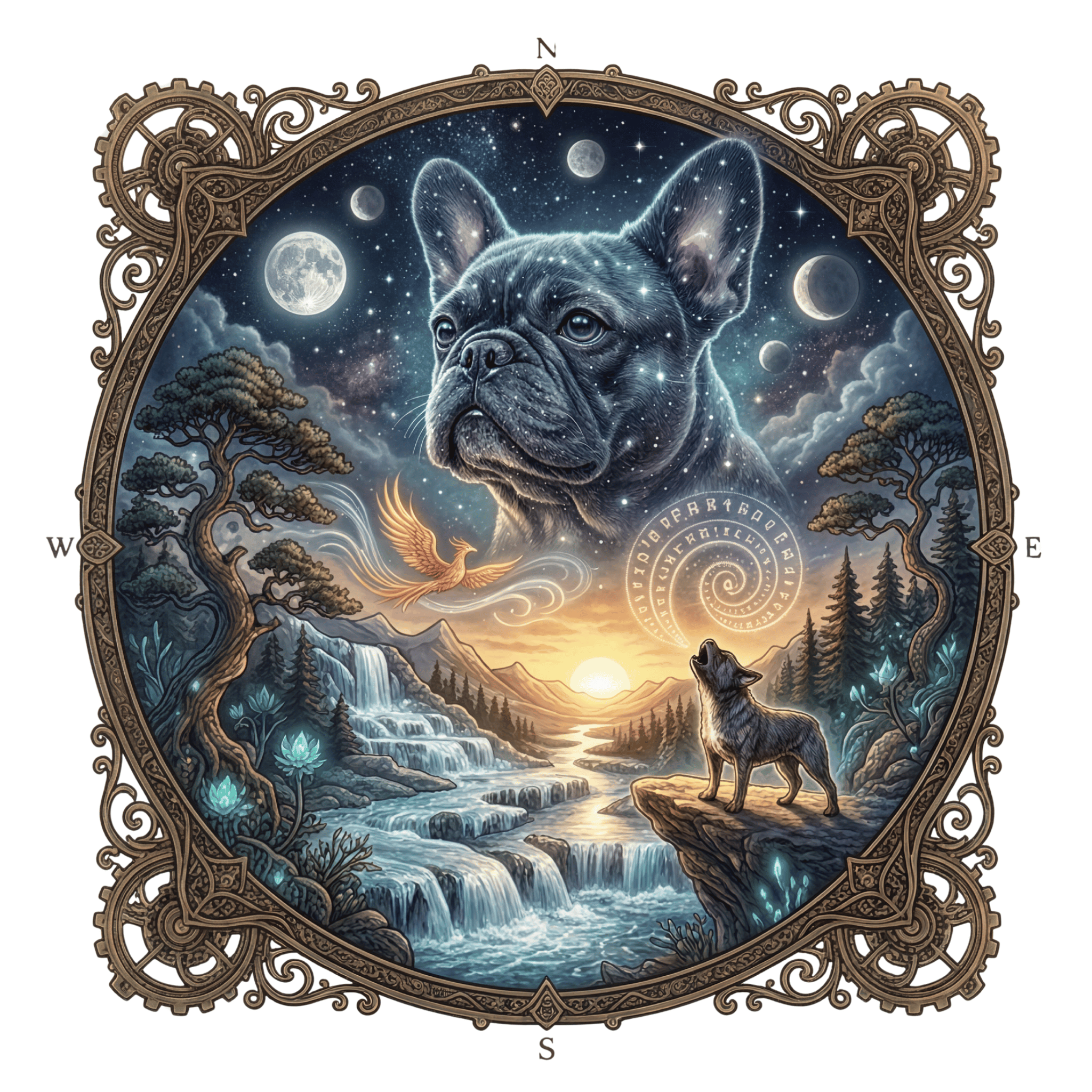 Lesnort - "Cosmic Guardian" Mystical Frenchie Fantasy T-Shirt