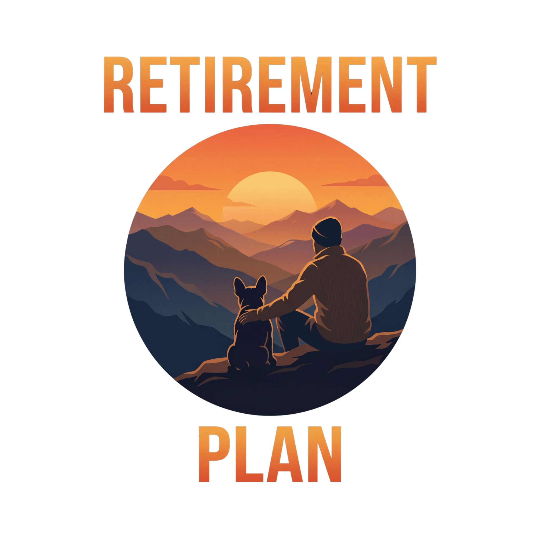 Lesnort - For Men - "Retirement Plan" Mountain Sunset Frenchie T-Shirt