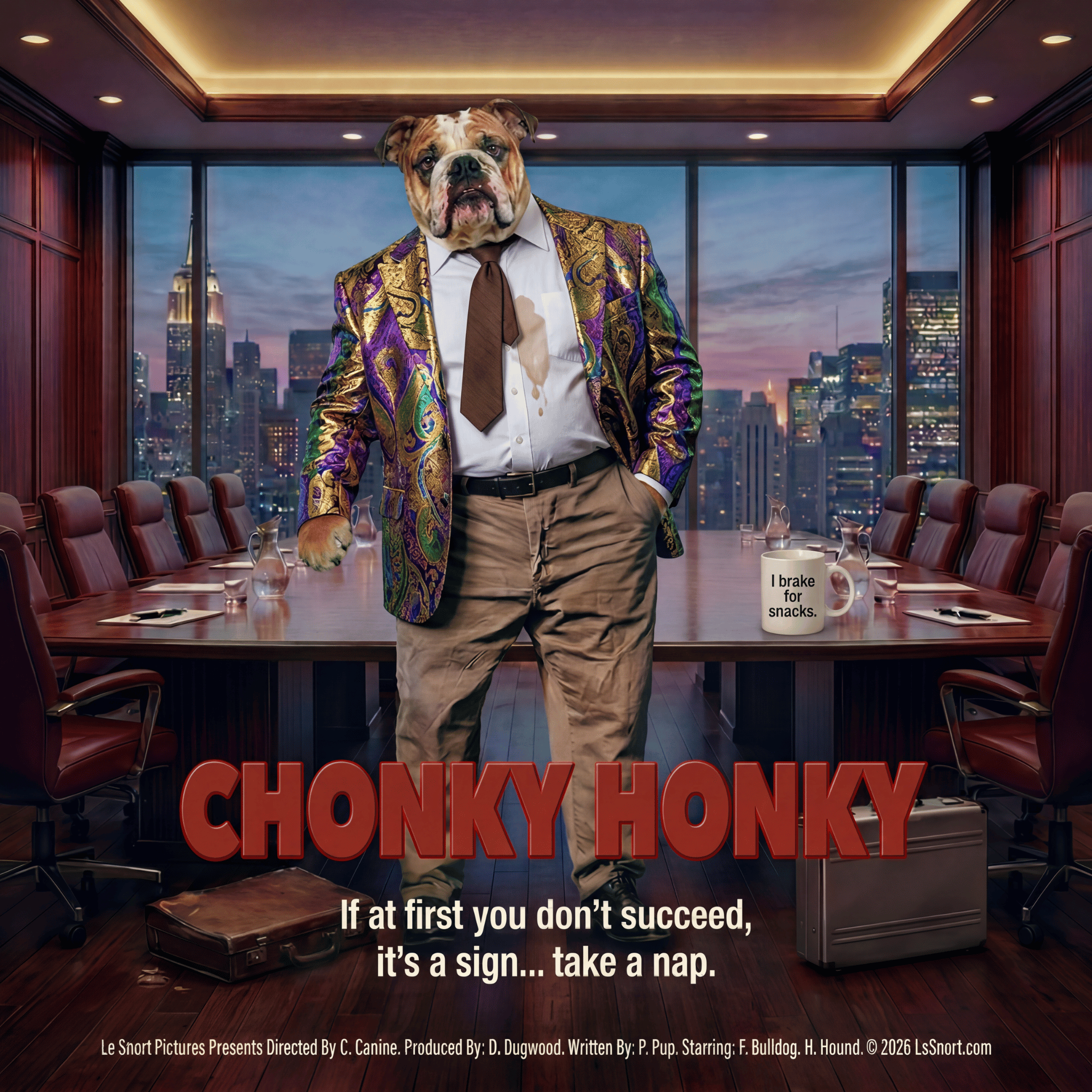 Lesnort - "Chonky Honky" Funny Bulldog Movie Parody Tshirt