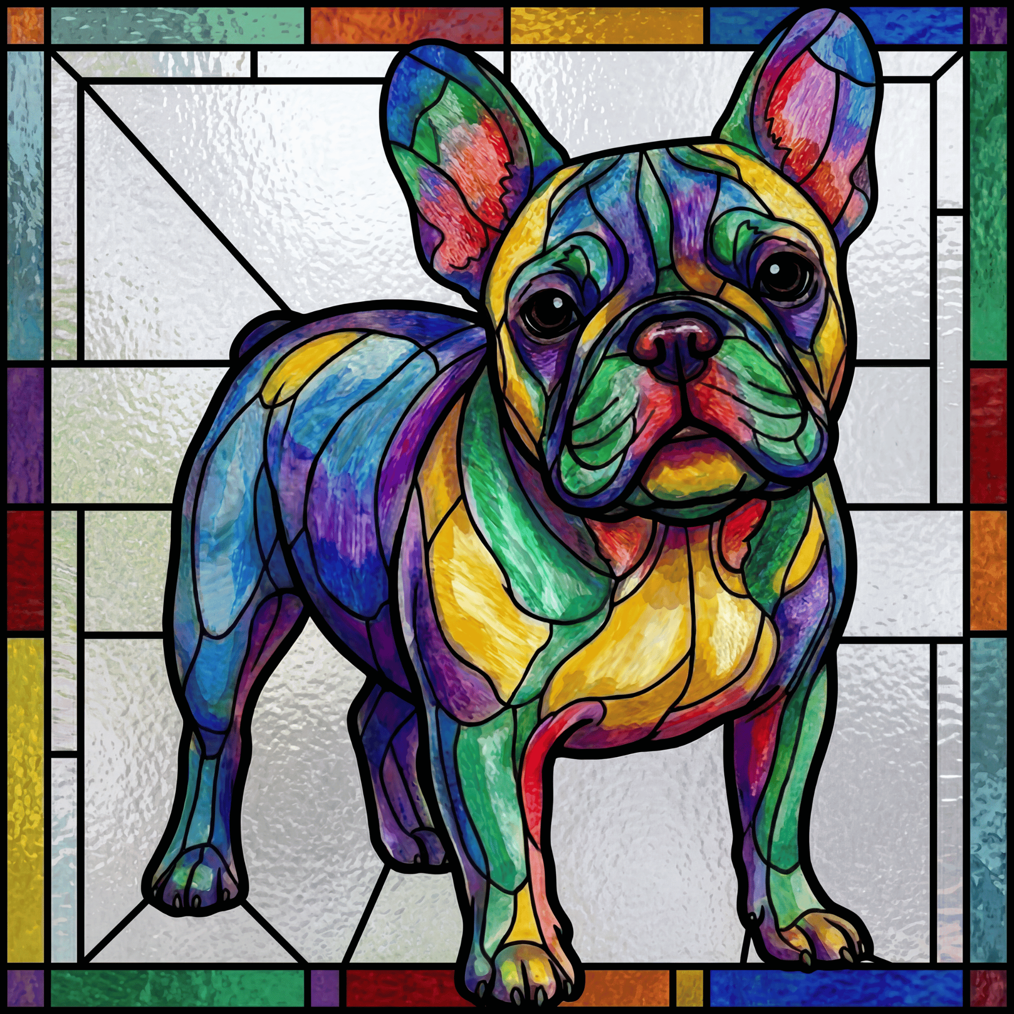 Lesnort - Luminous Stained Glass French Bulldog Graphic Tee