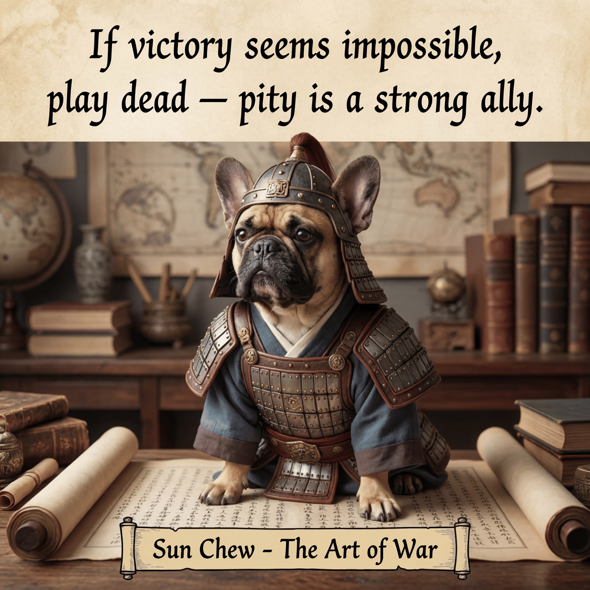 Lesnort - The Art of War "Pity is an Ally" French Bulldog Graphic Tee