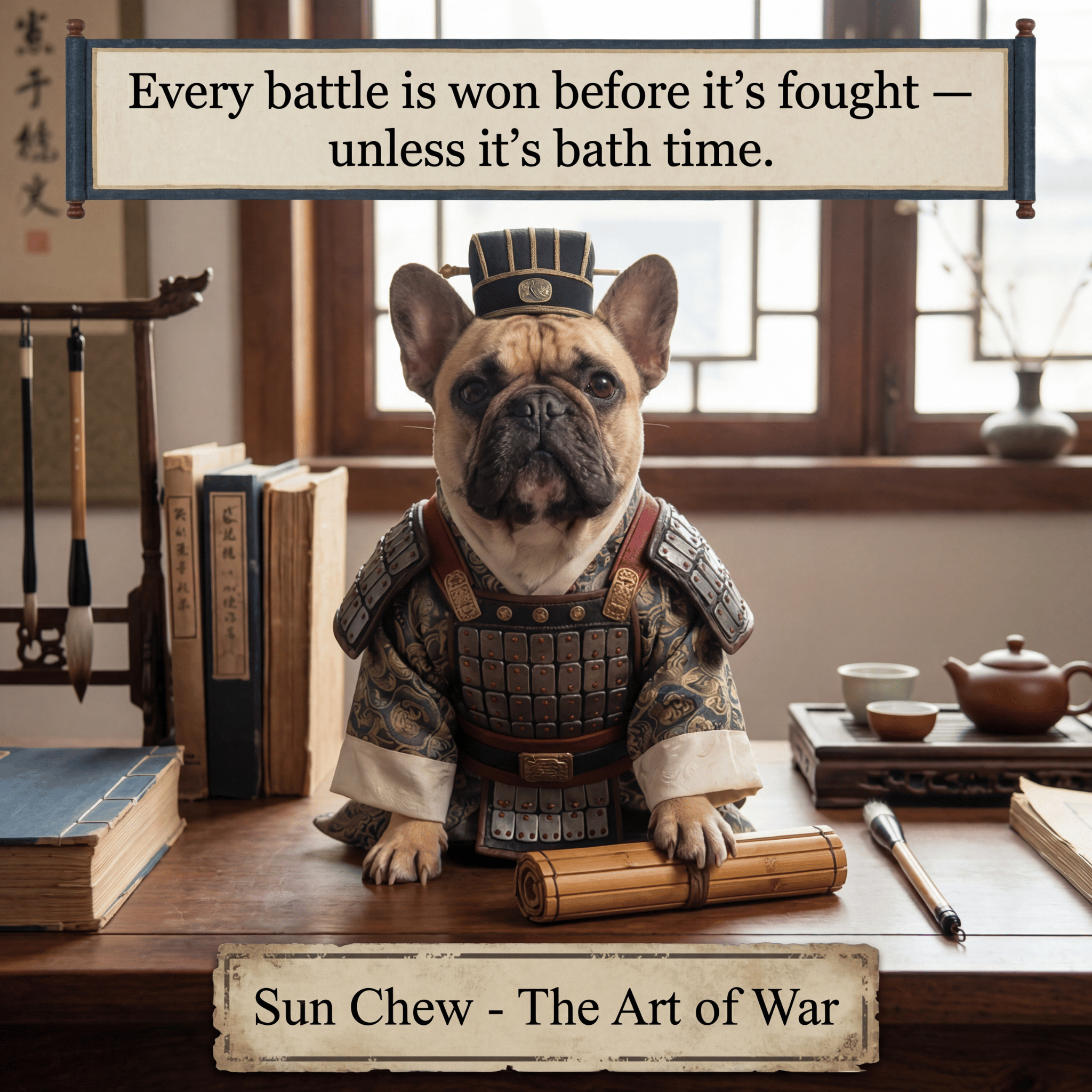 Lesnort - The Art of War "Bath Time" French Bulldog Graphic Tee