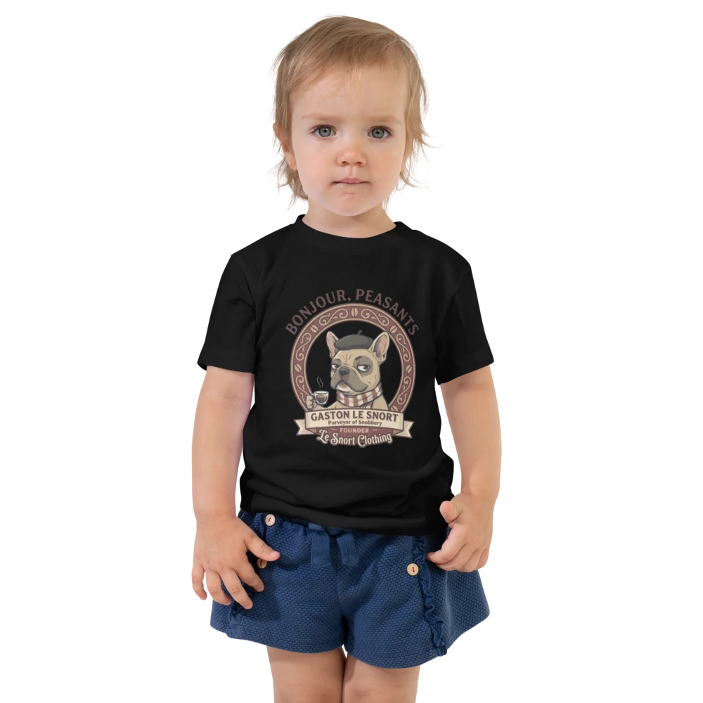 Lesnort - "Purveyor of Snobbery" Frenchie Mascot Toddler T-Shirt