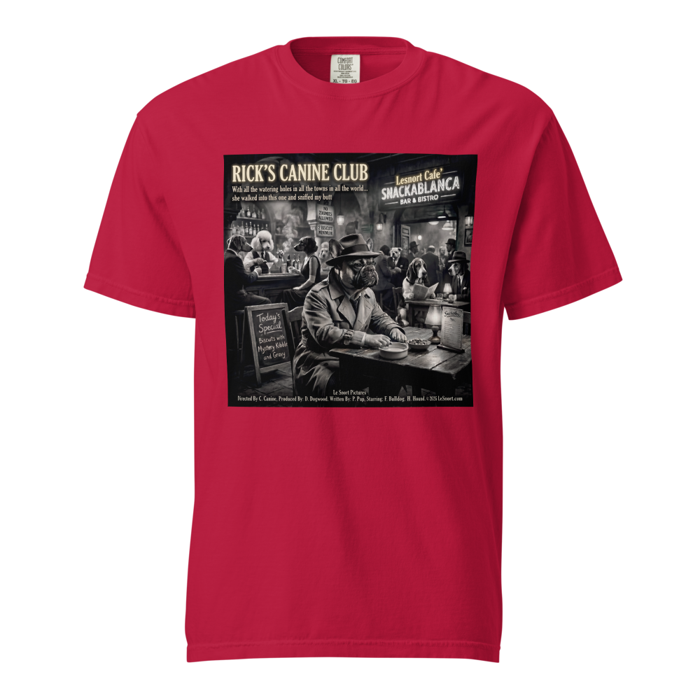 "Rick's Canine Club" Funny Film Noir Dog Graphic Tshirt