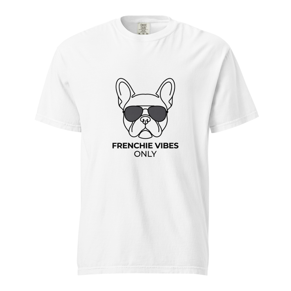 Lesnort - Bold "Frenchie Vibes Only" T-Shirt | Dog in Aviators