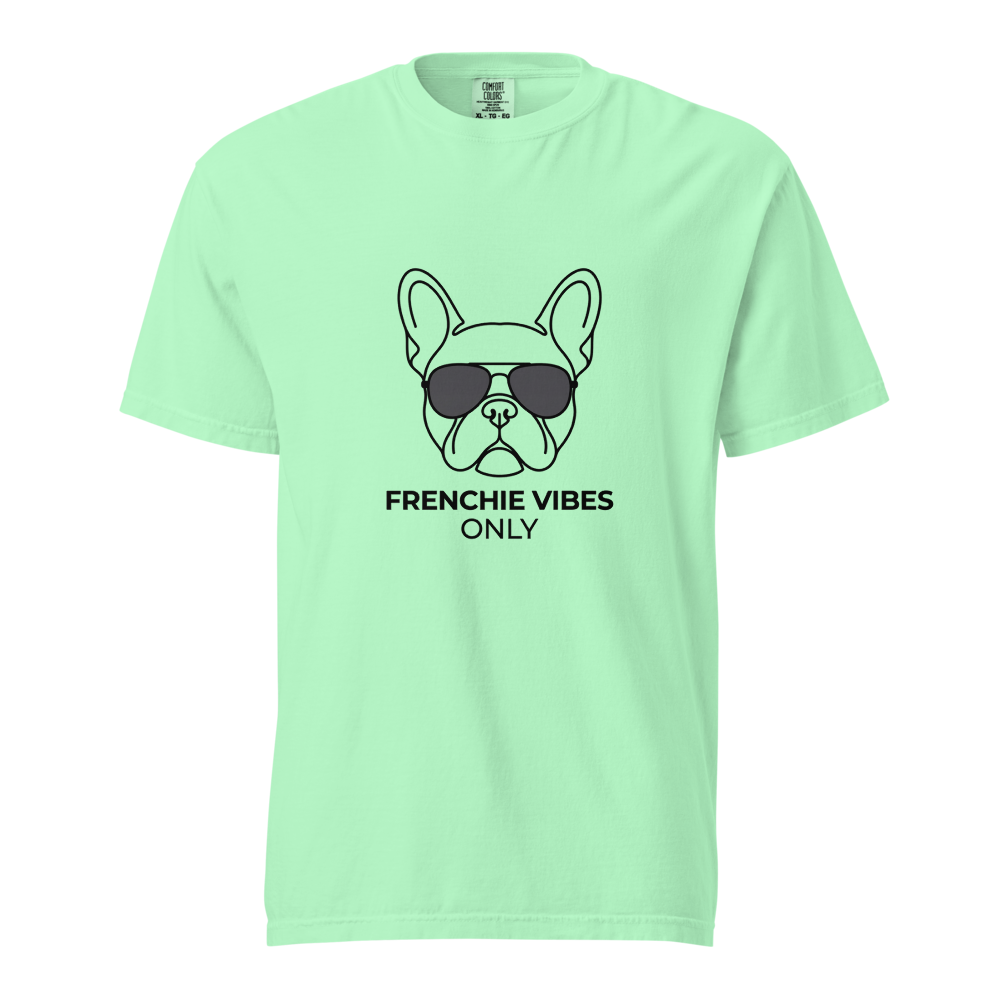 Lesnort - Bold "Frenchie Vibes Only" T-Shirt | Dog in Aviators