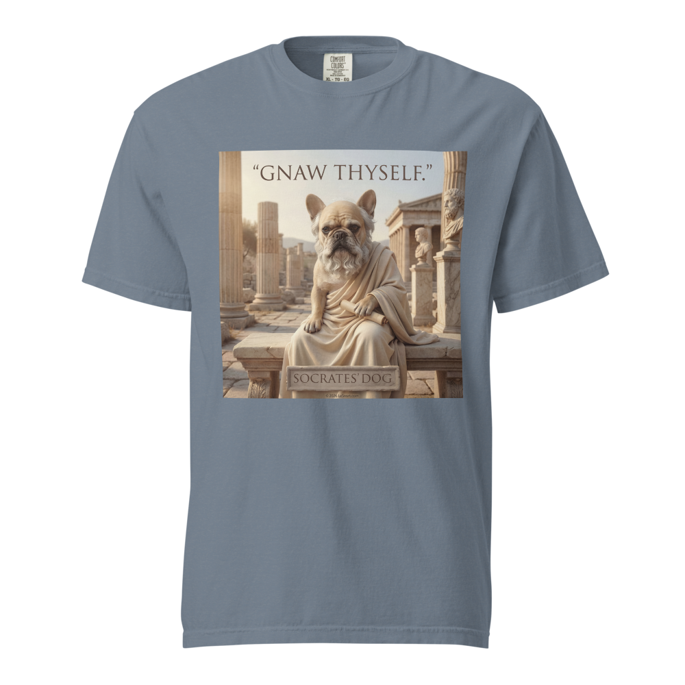 Lesnort - "Gnaw Thyself" Philosopher Dog Graphic T-Shirt