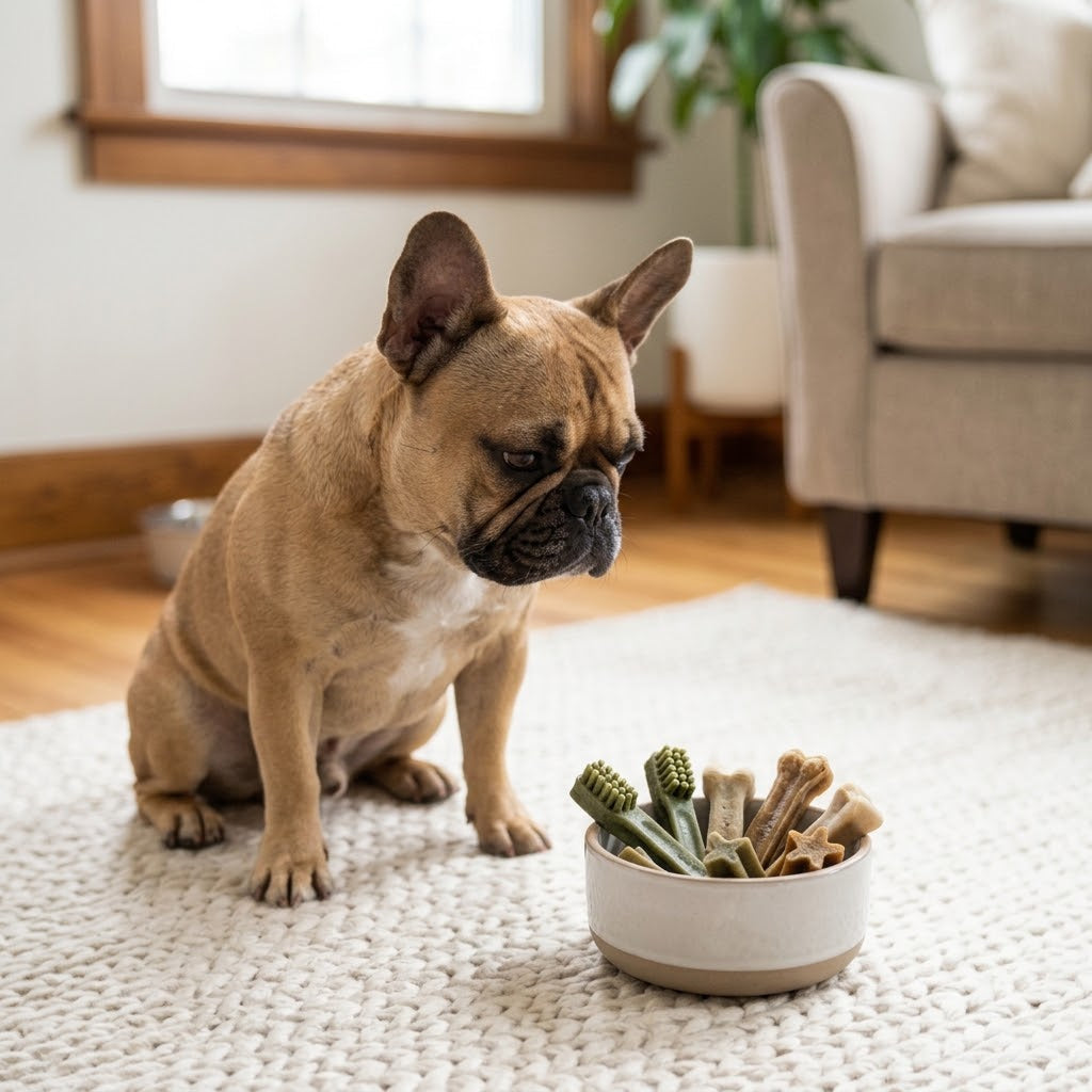 french-bulldog-with-dog-dental-chews