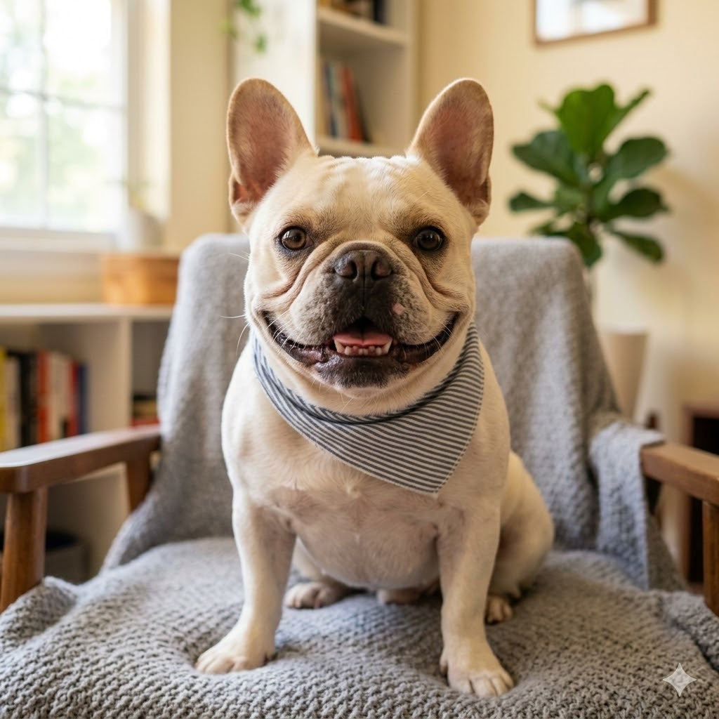 cream-french-bulldog-smiling-in-armchair-with-bandana