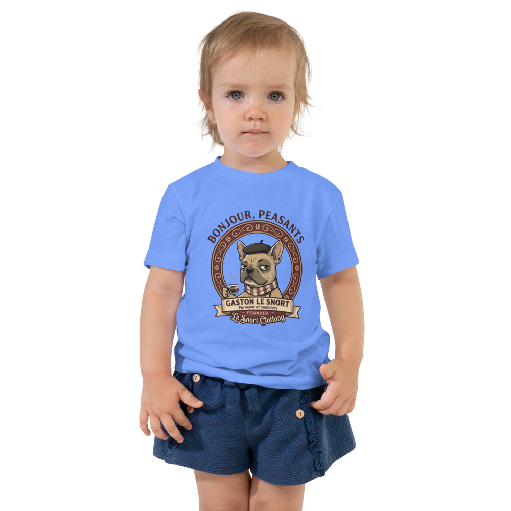 Lesnort - "Purveyor of Snobbery" Frenchie Mascot Toddler T-Shirt