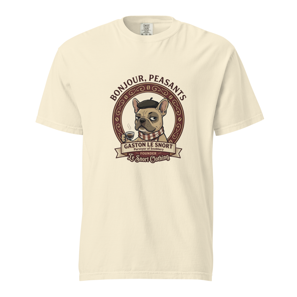 Lesnort - "Purveyor of Snobbery" Frenchie Coffee Graphic T-Shirt