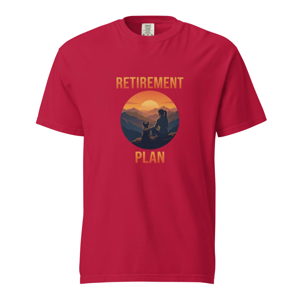 Lesnort - For Women - "Retirement Plan" Frenchie Mountain Sunset Graphic Tee