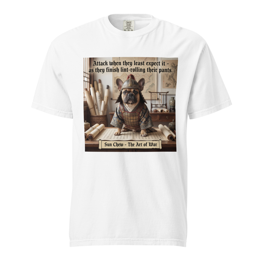 Lesnort - "Sun Chew - Lint Roller Attack" Funny Frenchie General Tee