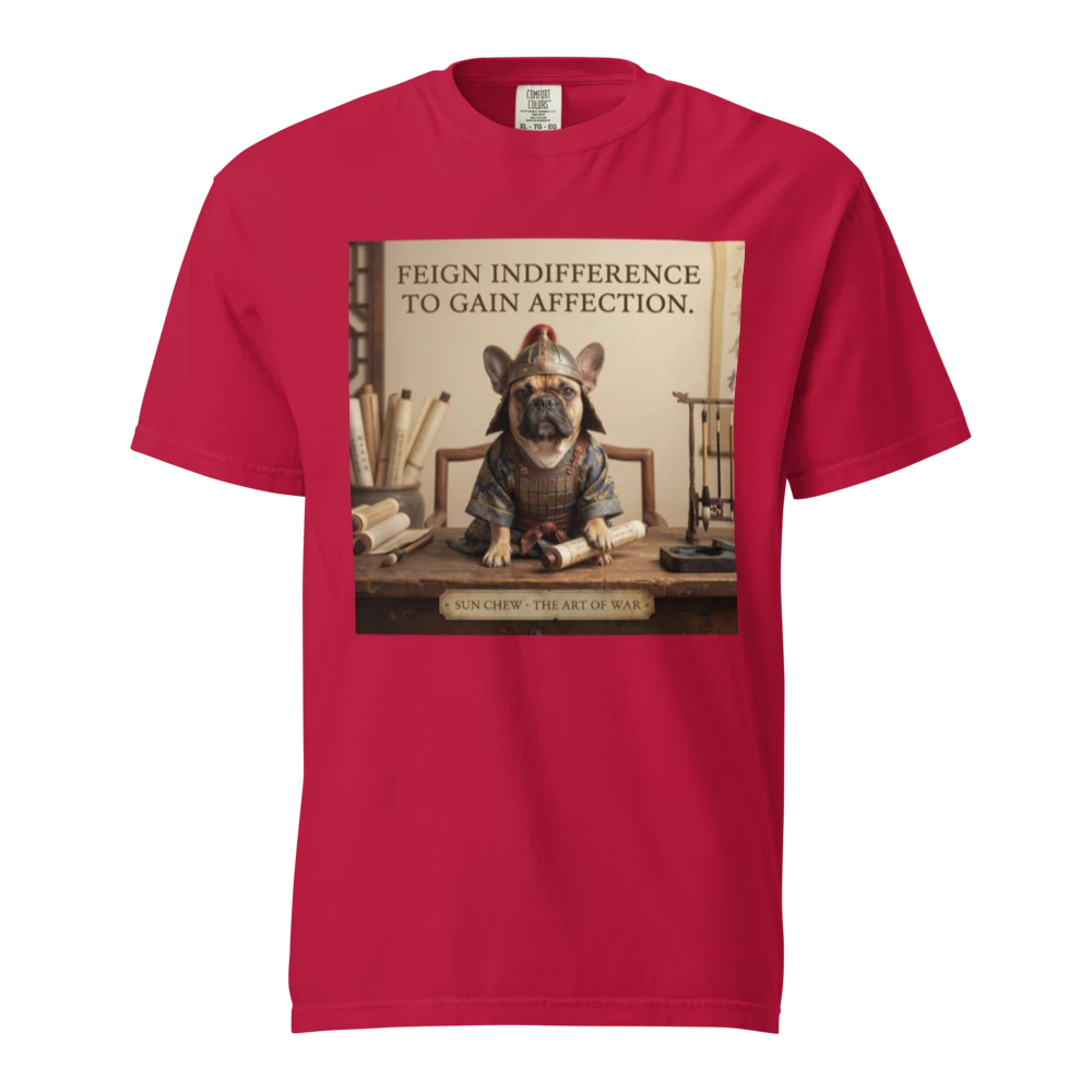 Lesnort - "Sun Chew - Feign Indifference" Funny Frenchie Warrior Tee