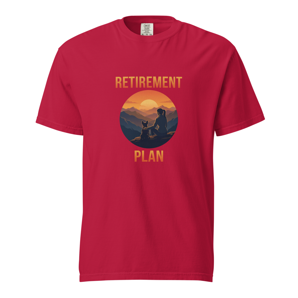 Lesnort - For Women - "Retirement Plan" Frenchie Mountain Sunset Graphic Tee