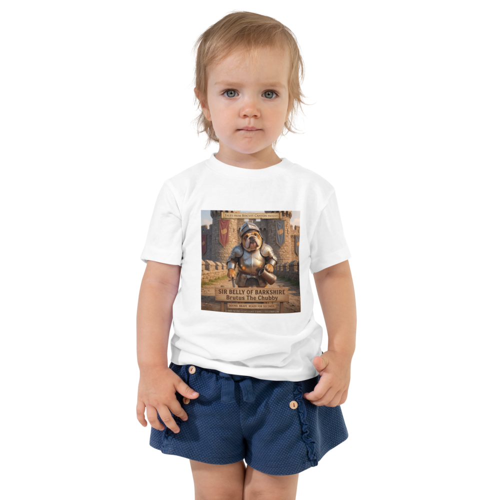Lesnort - "Sir Belly of Barkshire" Funny Bulldog Knight Toddler Tee