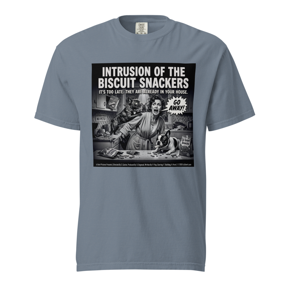 "Intrusion of the Biscuit Snackers" Retro B-Movie Parody Tshirt