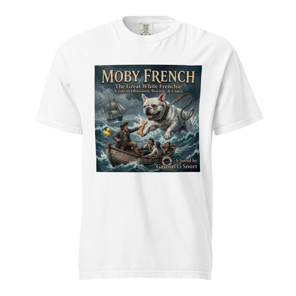 Lesnort - "The Great White Frenchie" Funny Book Cover Tshirt