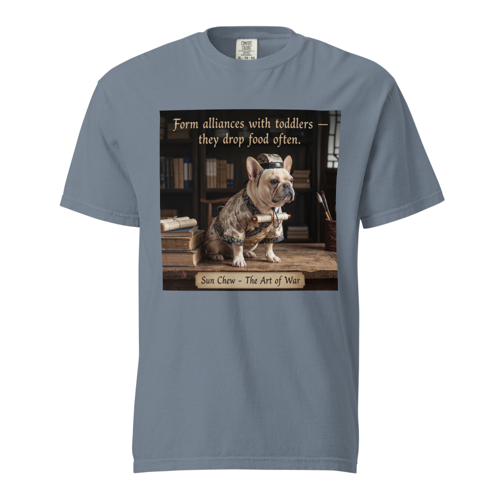 Lesnort - "Sun Chew - Toddler Alliances" Funny Frenchie Scholar Tee