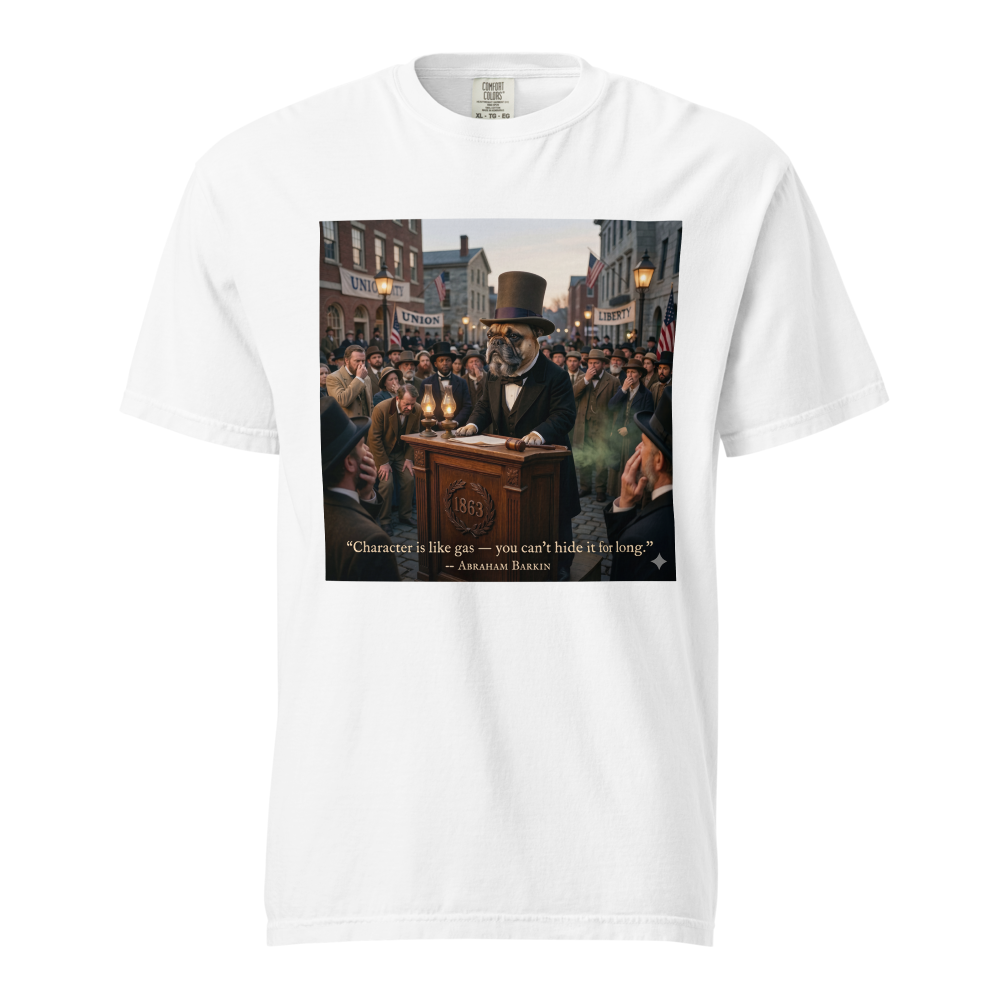 Lesnort - "Character is Like Gas" Funny Dog Quote T-Shirt