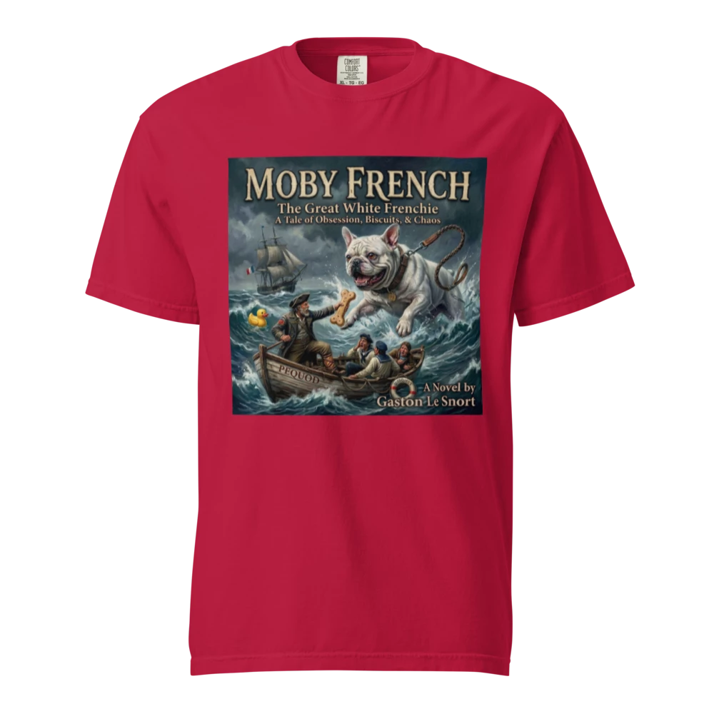 Lesnort - "The Great White Frenchie" Funny Book Cover Tshirt