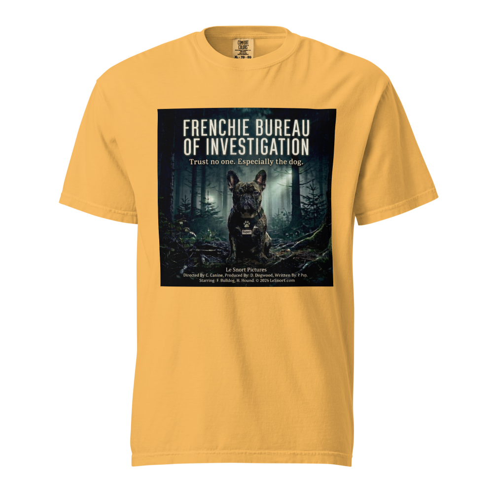 Lesnort - "Frenchie Bureau of Investigation" Sci-Fi Parody Tshirt  Description: