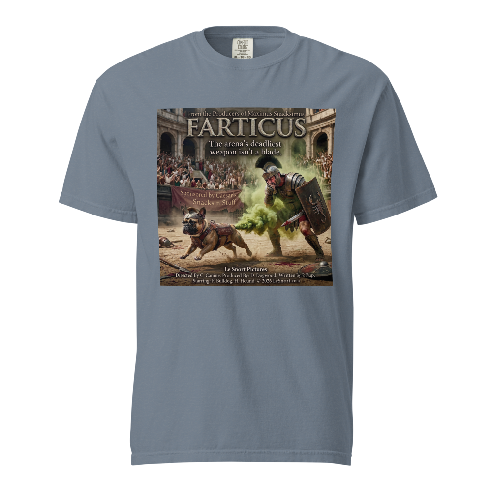 Lesnort - "Farticus" Funny Gladiator Frenchie Parody Tshirt