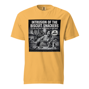 "Intrusion of the Biscuit Snackers" Retro B-Movie Parody Tshirt