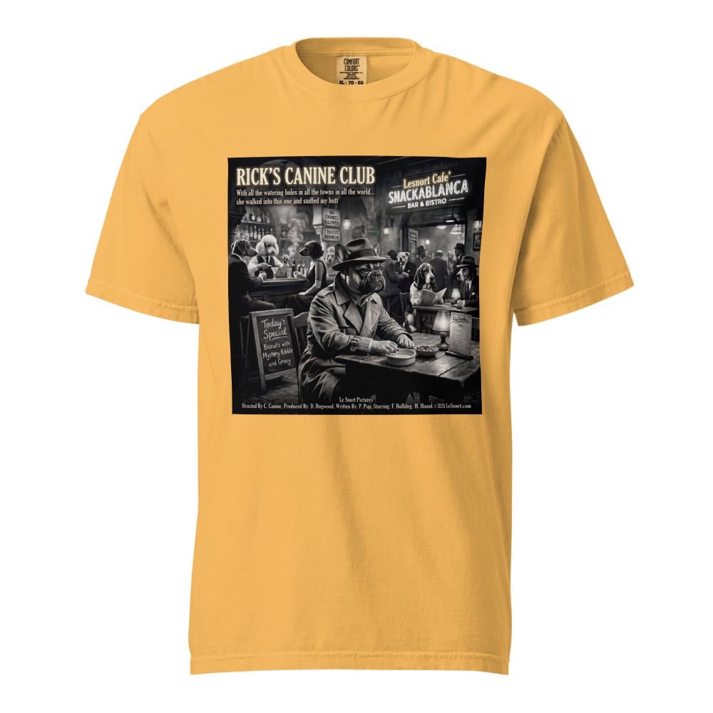 "Rick's Canine Club" Funny Film Noir Dog Graphic Tshirt
