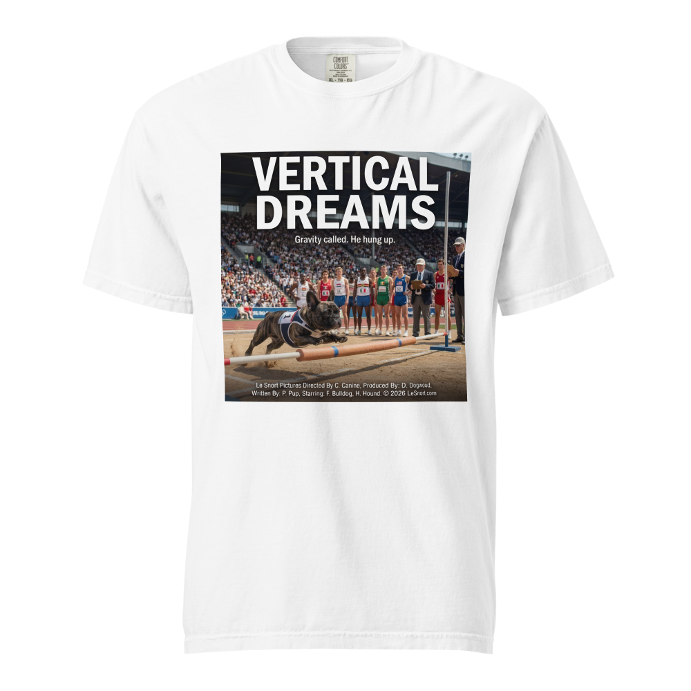 Lesnort - "Vertical Dreams" Funny Frenchie Athlete Tee