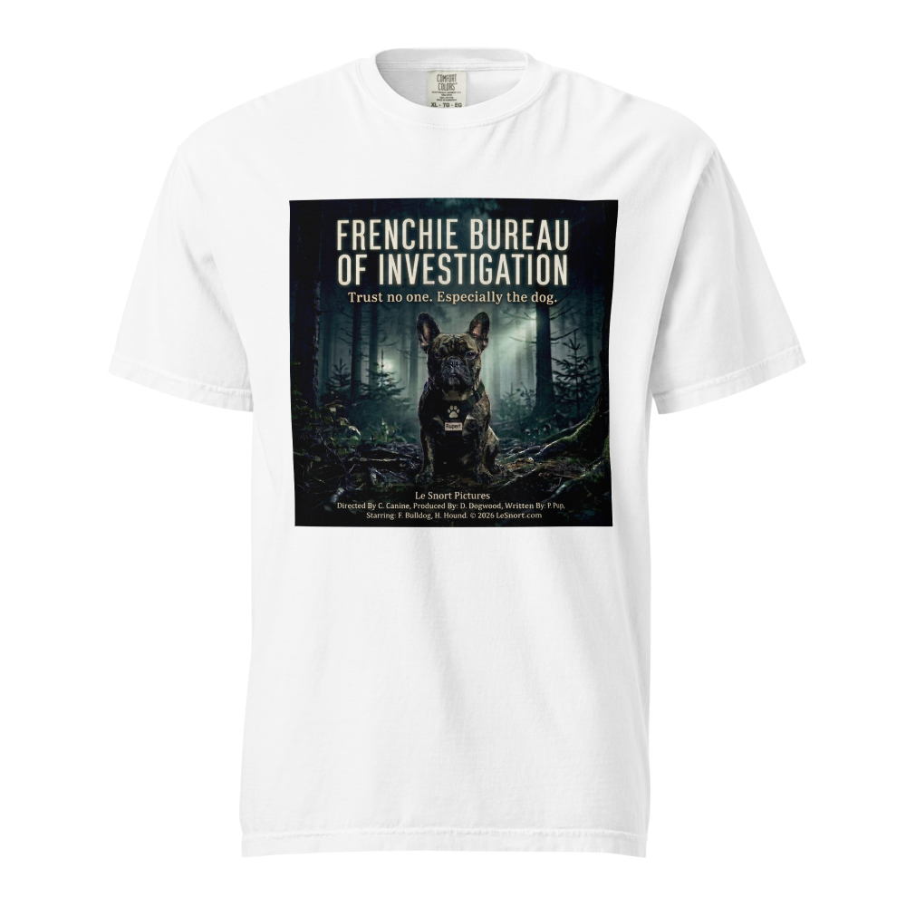 Lesnort - "Frenchie Bureau of Investigation" Sci-Fi Parody Tshirt  Description: