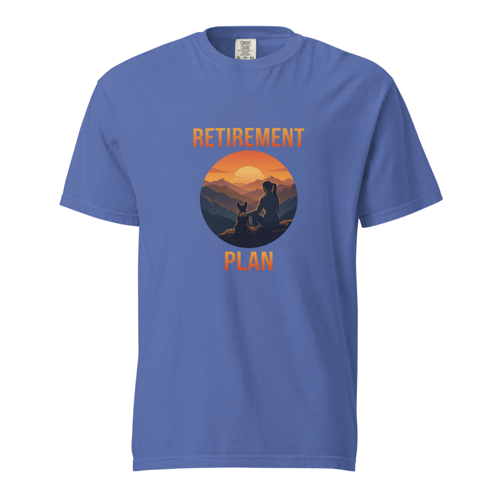 Lesnort - For Women - "Retirement Plan" Frenchie Mountain Sunset Graphic Tee
