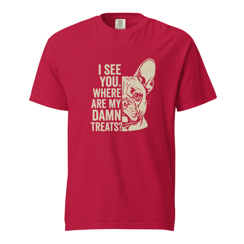 Lesnort - "Where Are My Damn Treats" Funny Frenchie Graphic Tshirt