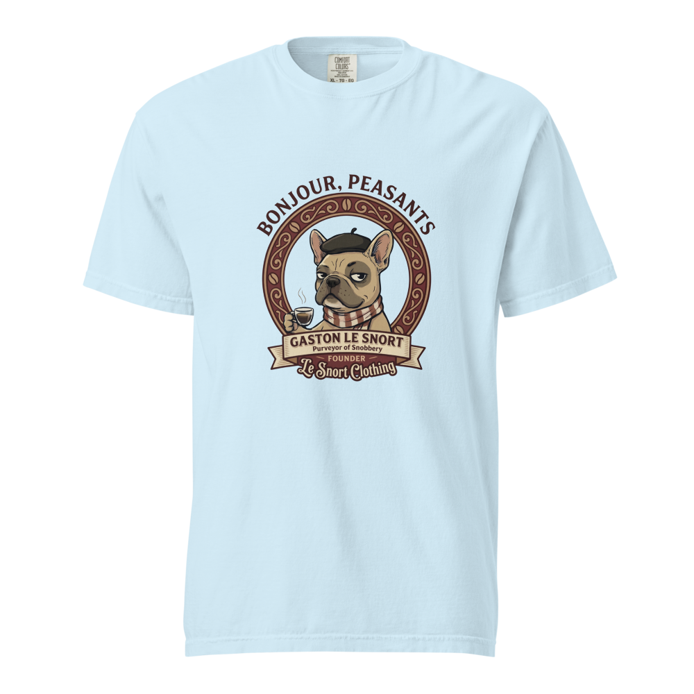 Lesnort - "Purveyor of Snobbery" Frenchie Coffee Graphic T-Shirt