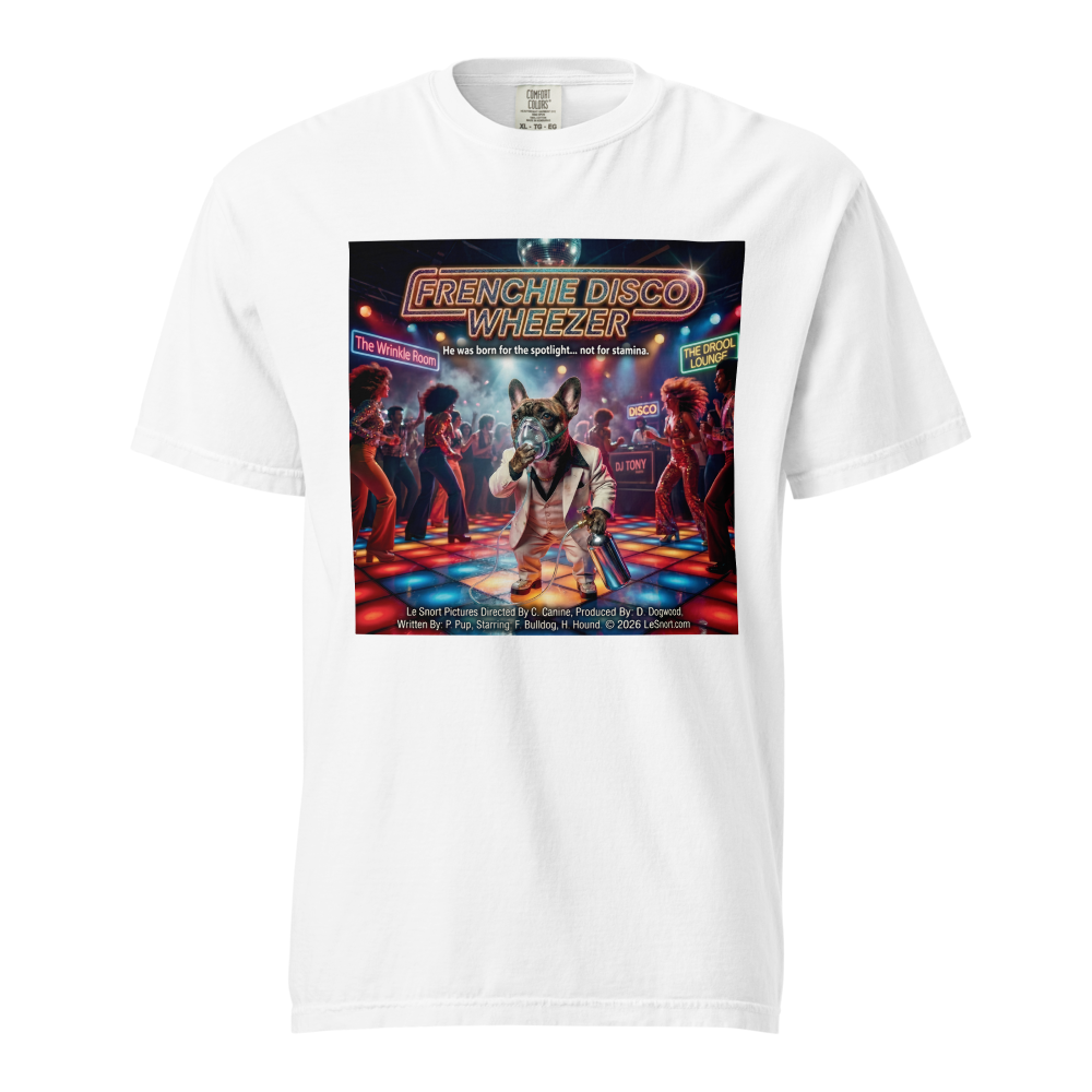Lesnort - "Frenchie Disco Wheezer" Funny 70s Movie Parody Tshirt