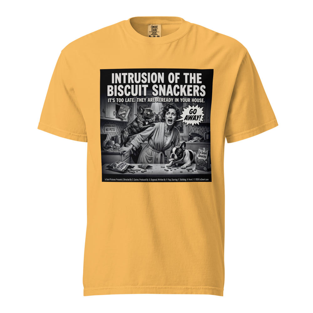 "Intrusion of the Biscuit Snackers" Retro B-Movie Parody Tshirt