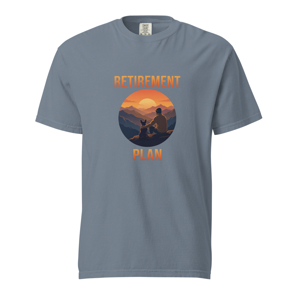 Lesnort - For Men - "Retirement Plan" Mountain Sunset Frenchie T-Shirt
