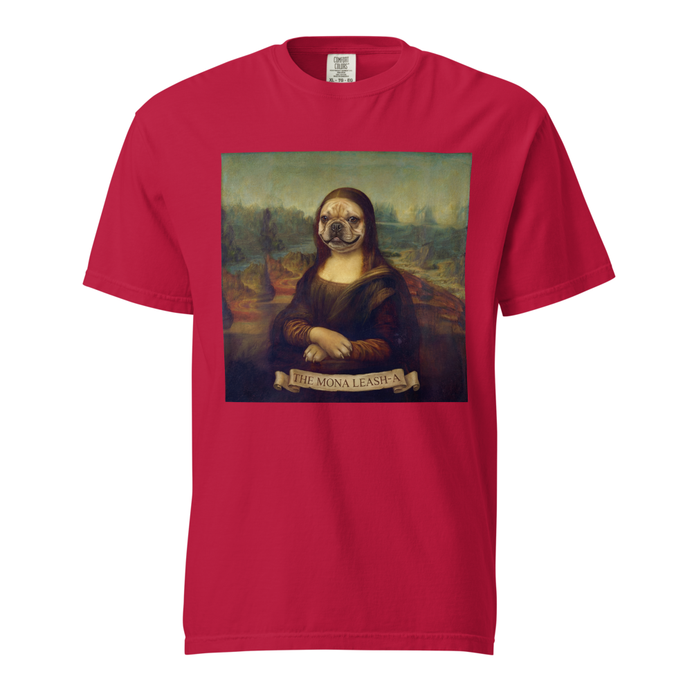 Lesnort - "The Mona Leash-A" Classic Art Parody Frenchie Tee