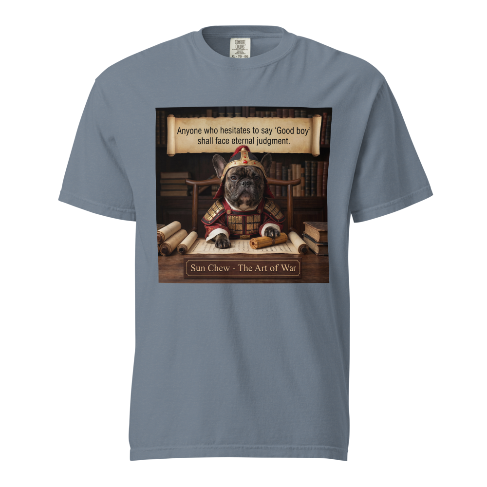 Lesnort - "Sun Chew - Eternal Judgement" Funny Frenchie T-Shirt