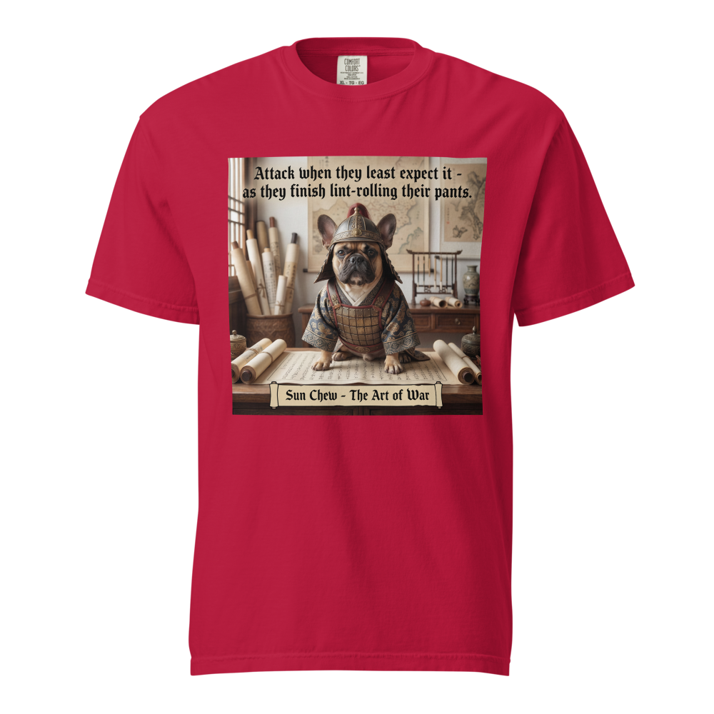 Lesnort - "Sun Chew - Lint Roller Attack" Funny Frenchie General Tee