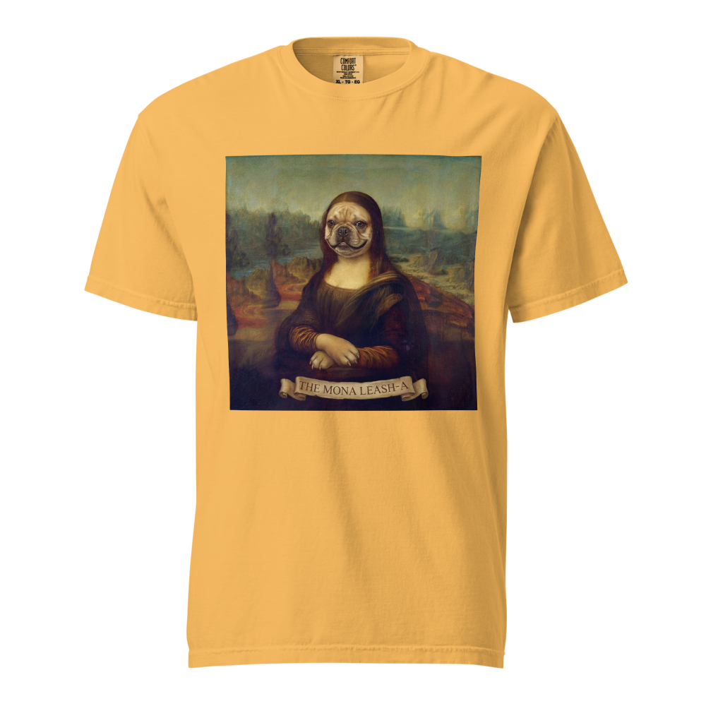 Lesnort - "The Mona Leash-A" Classic Art Parody Frenchie Tee
