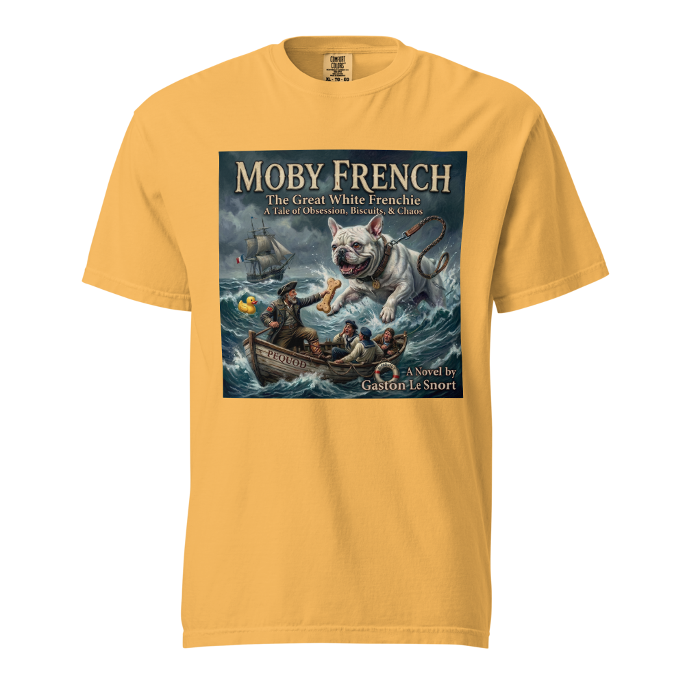 Lesnort - "The Great White Frenchie" Funny Book Cover Tshirt