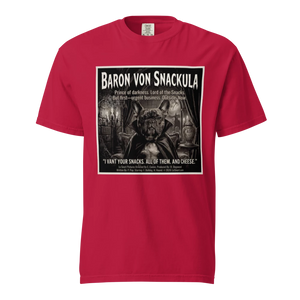 "Baron Von Snackula" Funny Vampire Frenchie Parody Tshirt